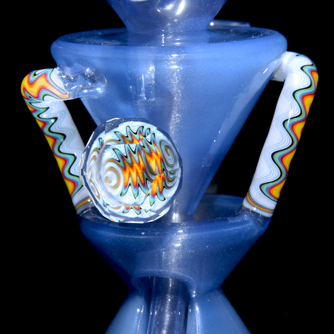 CFL Reactive Faceted Two & Through Double-uptake Floating Recycler - Pastel Potion/Linework - 10mm Female