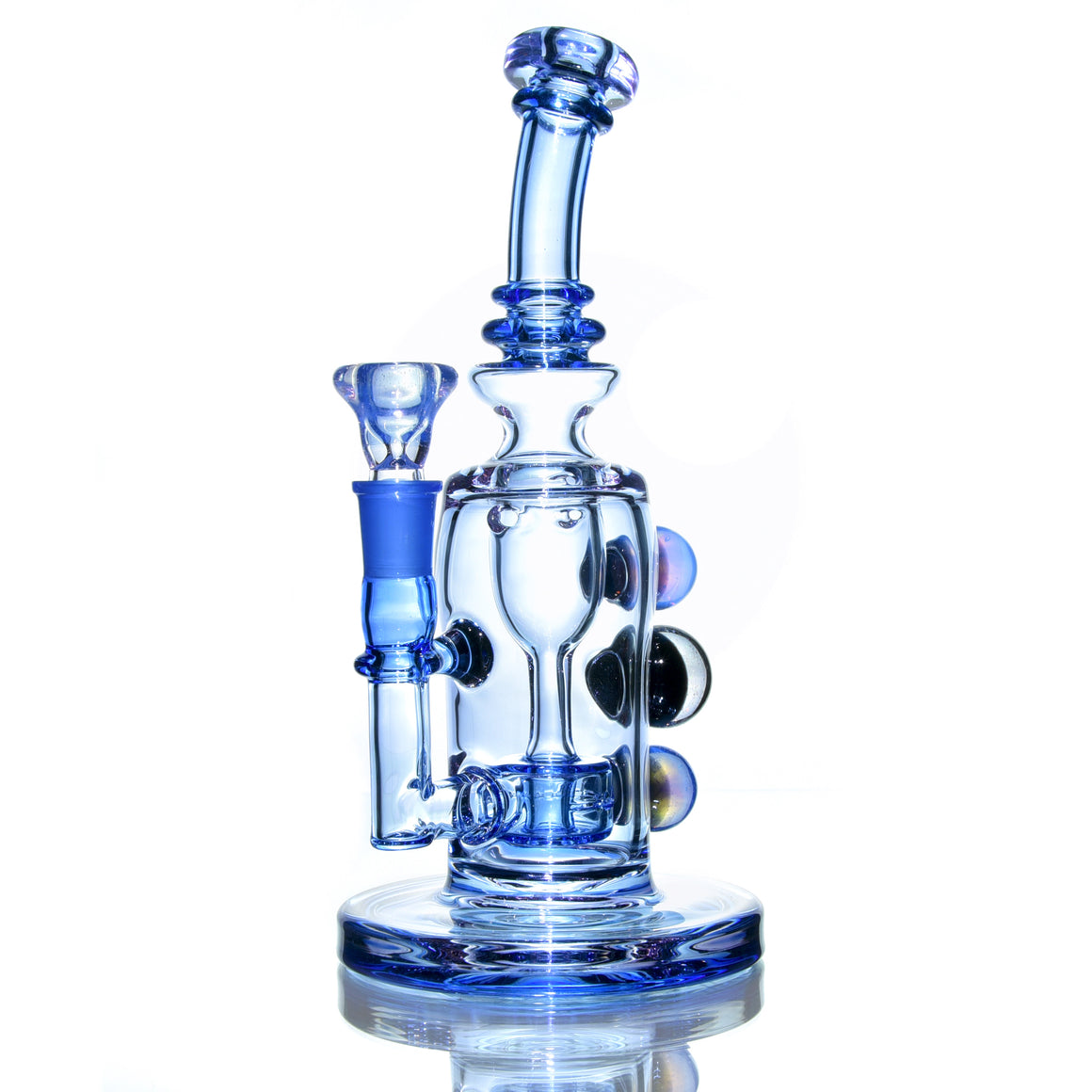 Fully-worked Double-uptake Mini Tornada Recycler - Blue Dream/Neo Opal/Purple Sapphire - 14mm Female