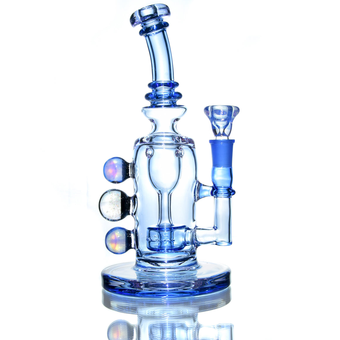 Fully-worked Double-uptake Mini Tornada Recycler - Blue Dream/Neo Opal/Purple Sapphire - 14mm Female