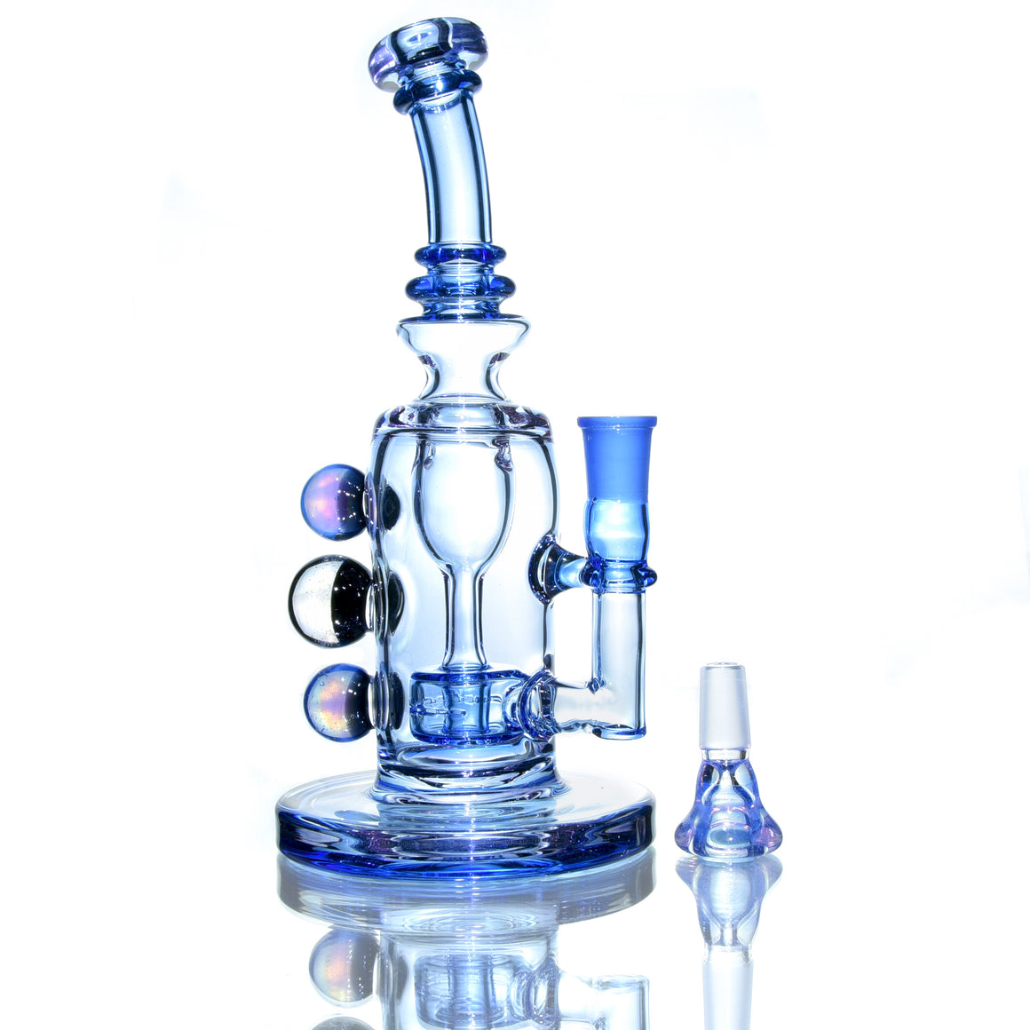 Fully-worked Double-uptake Mini Tornada Recycler - Blue Dream/Neo Opal/Purple Sapphire - 14mm Female