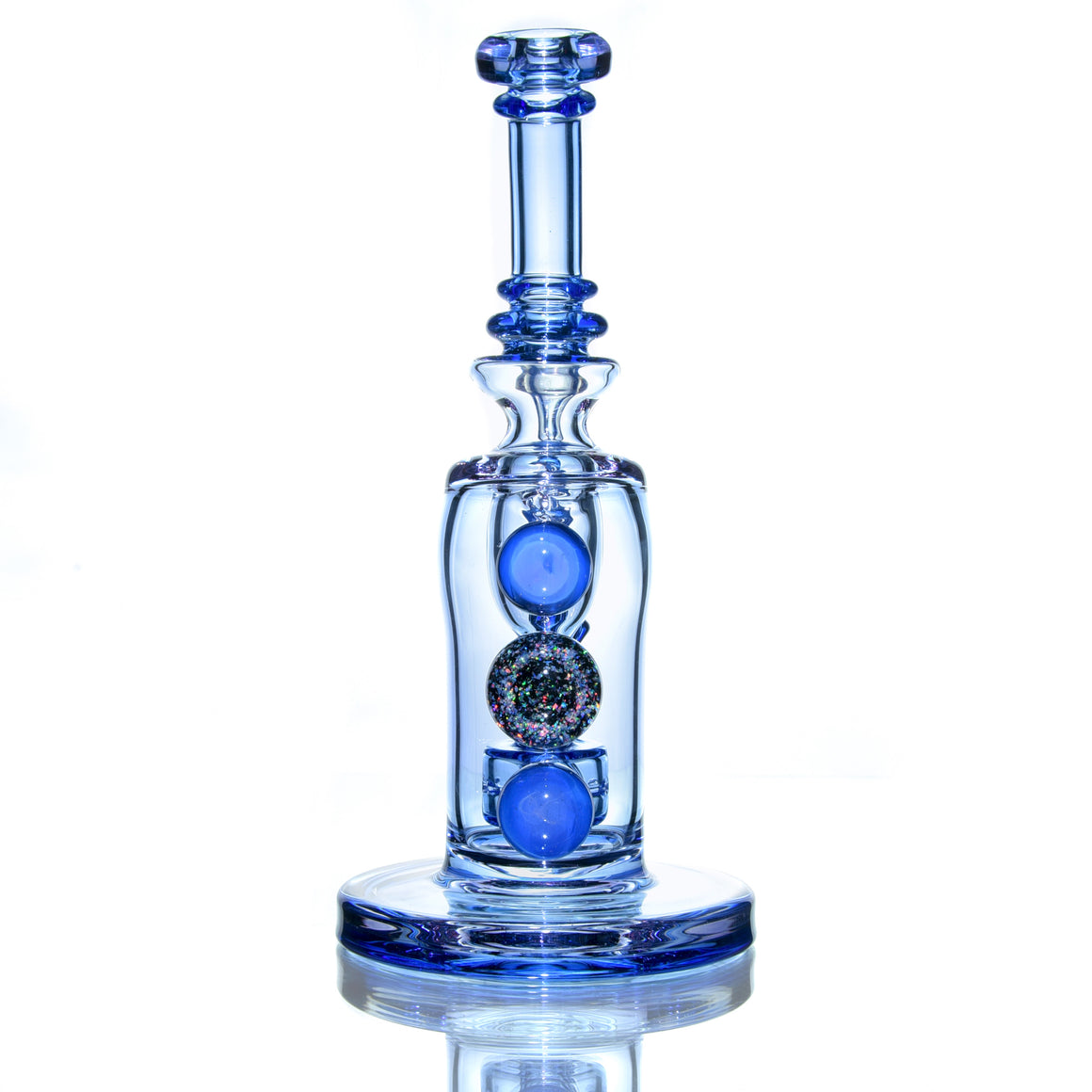 Fully-worked Double-uptake Mini Tornada Recycler - Blue Dream/Neo Opal/Purple Sapphire - 14mm Female