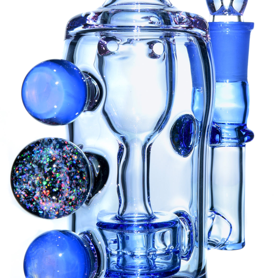 Fully-worked Double-uptake Mini Tornada Recycler - Blue Dream/Neo Opal/Purple Sapphire - 14mm Female