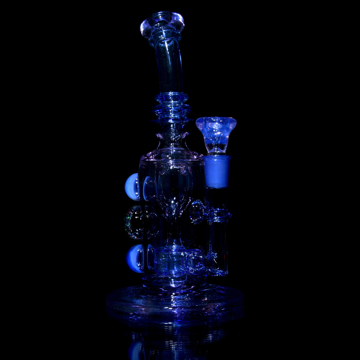 Fully-worked Double-uptake Mini Tornada Recycler - Blue Dream/Neo Opal/Purple Sapphire - 14mm Female