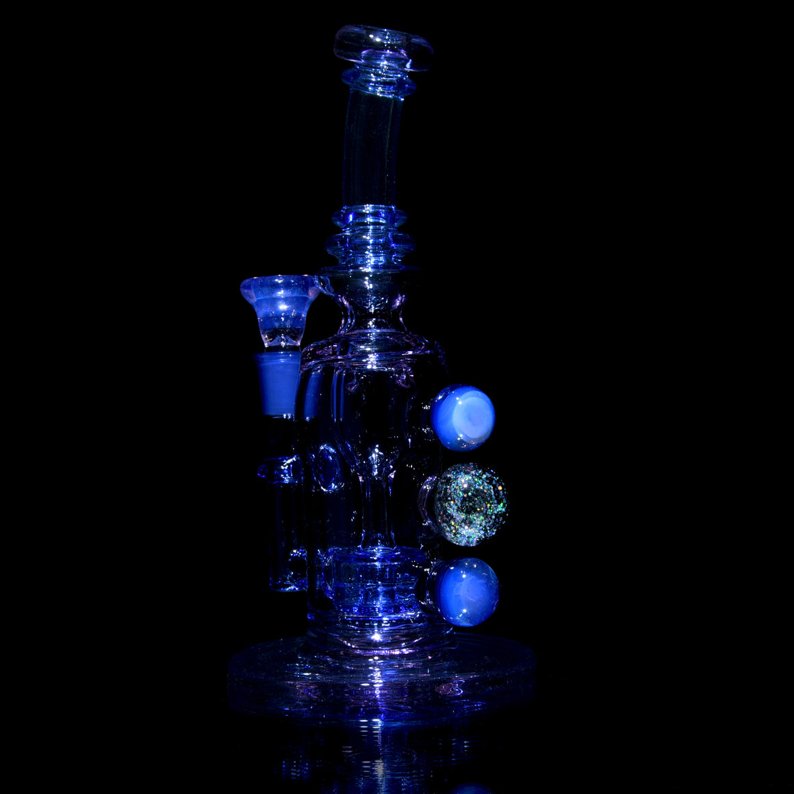 Fully-worked Double-uptake Mini Tornada Recycler - Blue Dream/Neo Opal/Purple Sapphire - 14mm Female