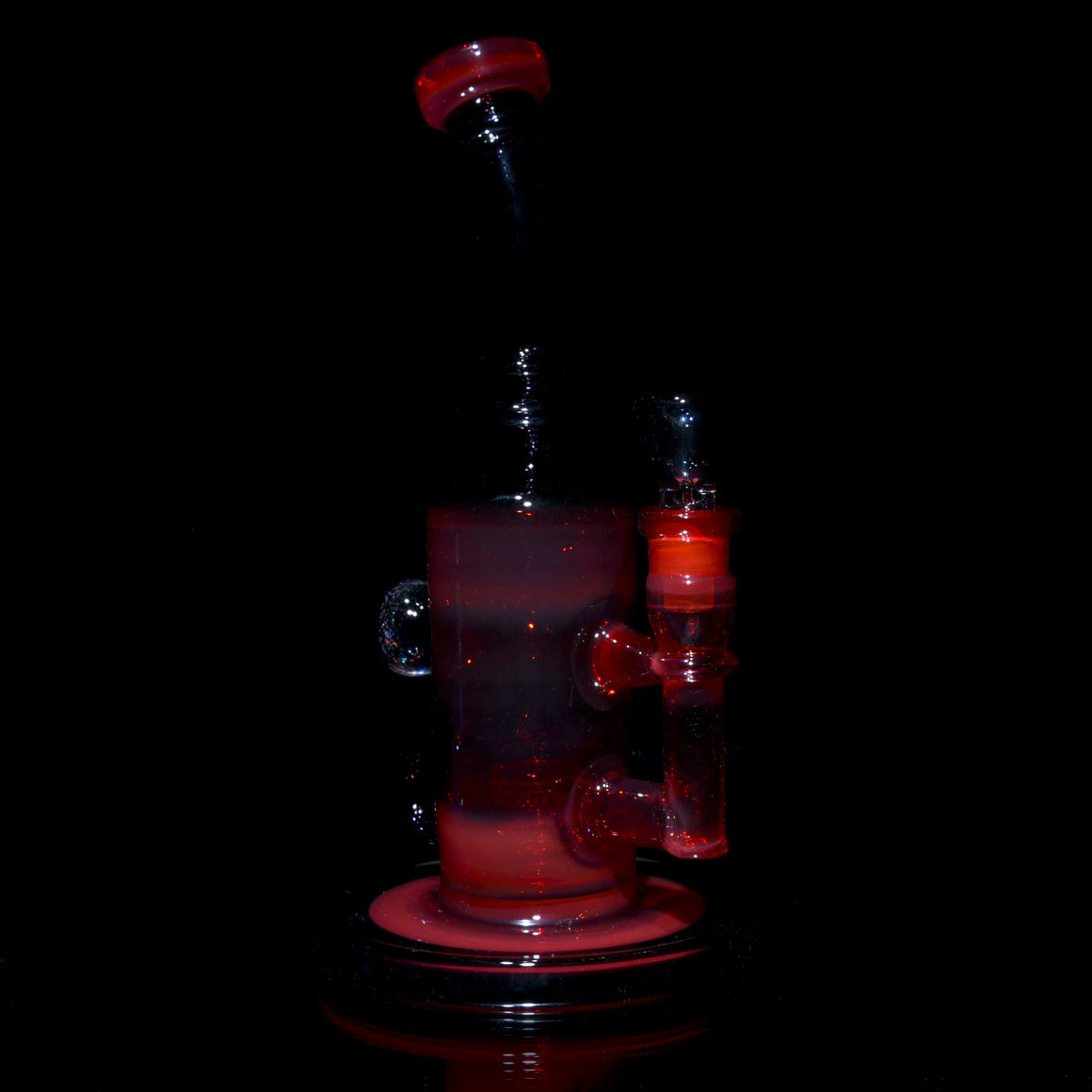 Fully-worked Double-uptake Mini Klein Recycler - Orange Elvis/Grape - 14mm Female