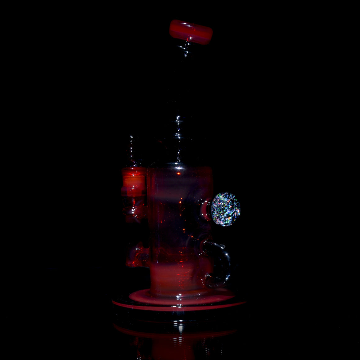 Fully-worked Double-uptake Mini Klein Recycler - Orange Elvis/Grape - 14mm Female