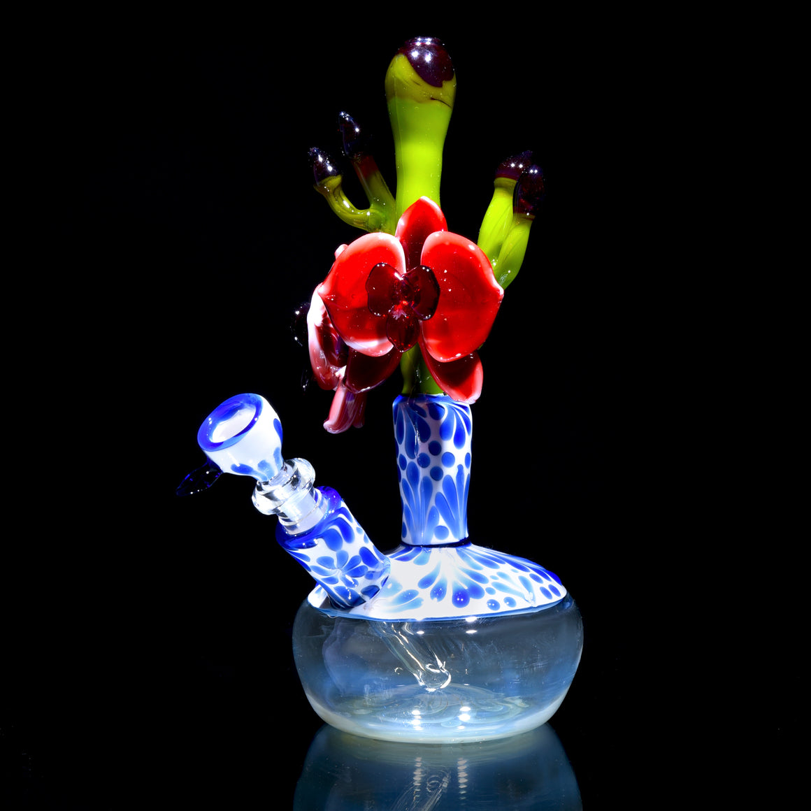 Chinoiseries Fumed Vase Mini Tube w/ Removable Downstem - Red Orchid - 10mm Female