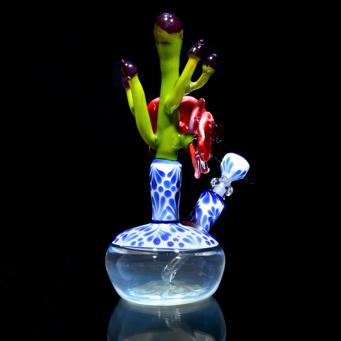 Chinoiseries Fumed Vase Mini Tube w/ Removable Downstem - Red Orchid - 10mm Female