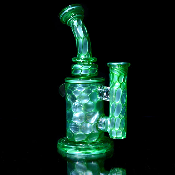 Fully-worked Torus Recycler w/ Gridded Perc - Chromium Honeycomb - 14mm Female