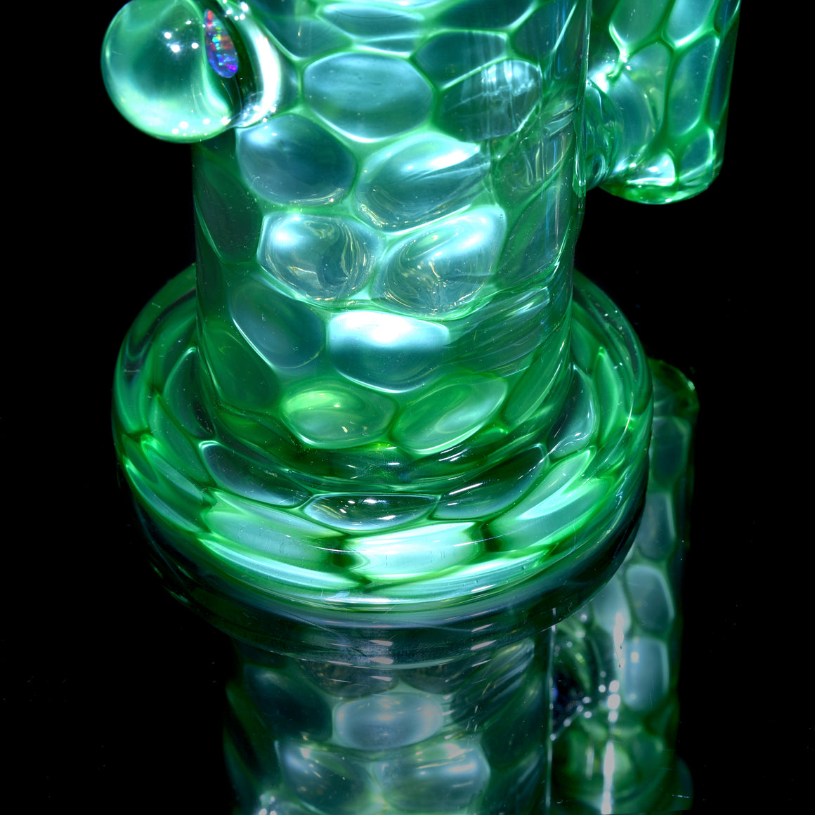 Fully-worked Torus Recycler w/ Gridded Perc - Chromium Honeycomb - 14mm Female