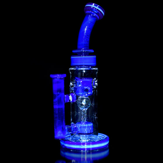 Fully-worked Straight Fab Gridded Perc & Faceted Opal Bridge - Custom Lapis Blue - 14mm Female