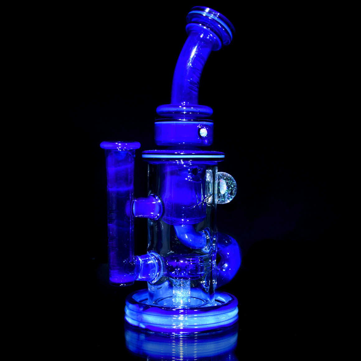 Fully-worked Klein Recycler w/ Gridded Perc - Custom Lapis Blue - 14mm Female