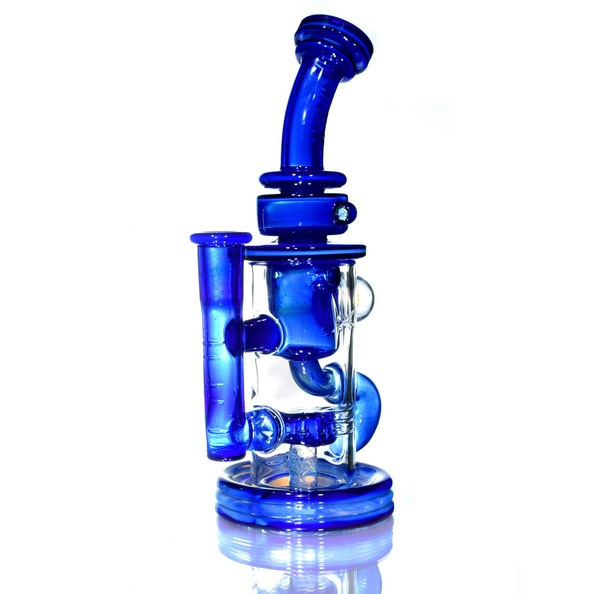 Fully-worked Klein Recycler w/ Gridded Perc - Custom Lapis Blue - 14mm Female