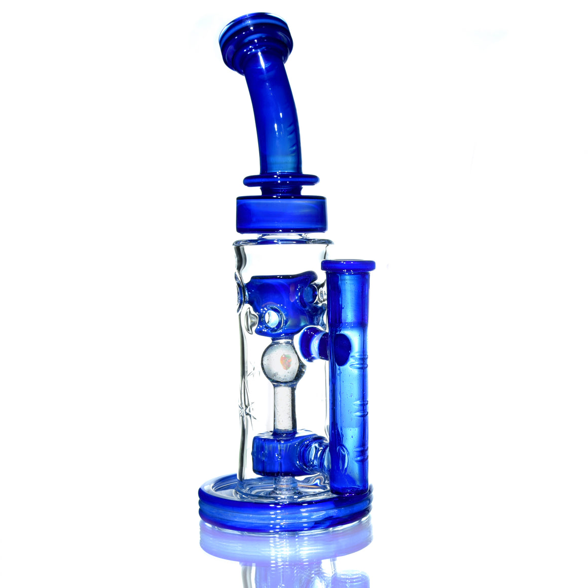 Fully-worked Straight Fab Gridded Perc & Faceted Opal Bridge - Custom Lapis Blue - 14mm Female