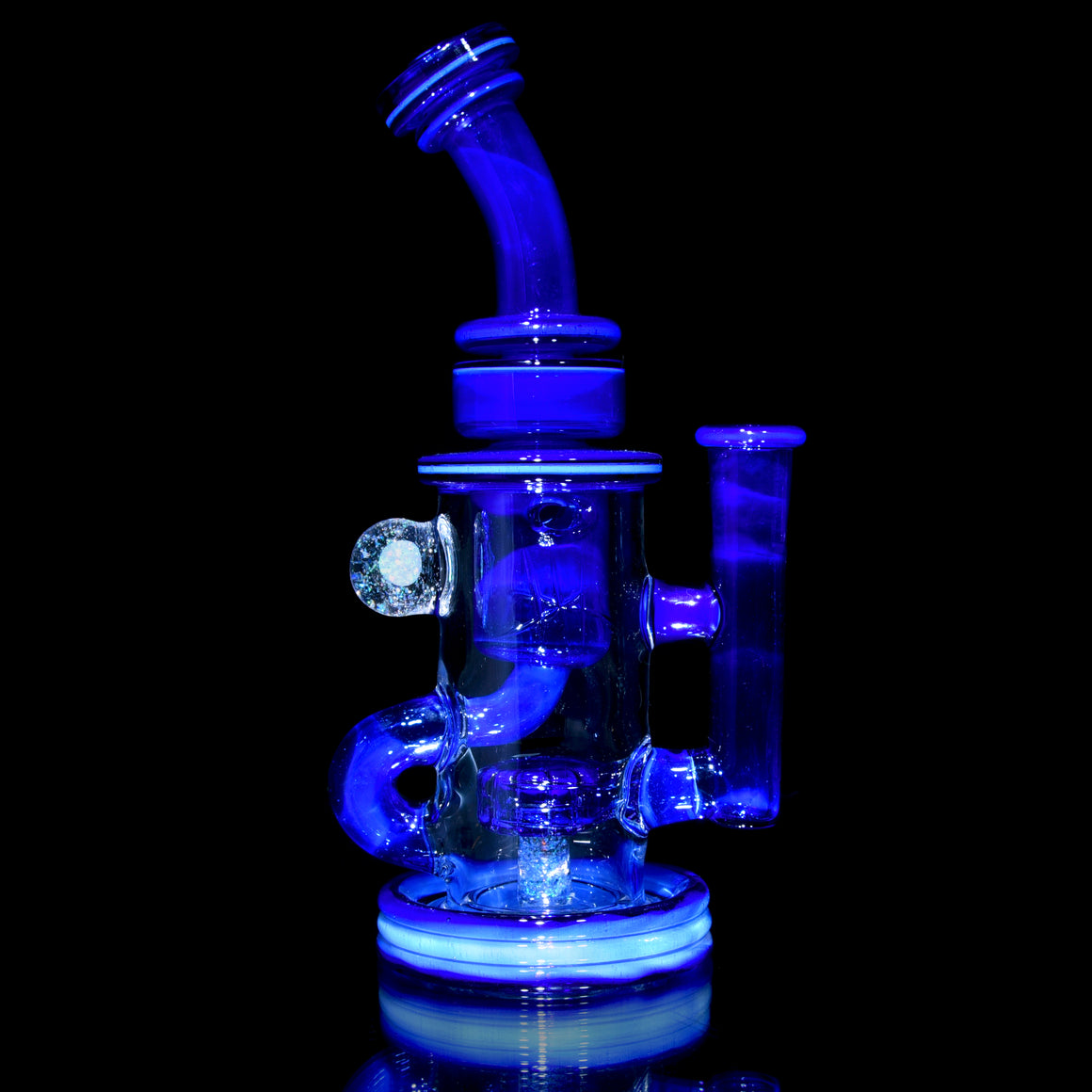 Fully-worked Klein Recycler w/ Gridded Perc - Custom Lapis Blue - 14mm Female