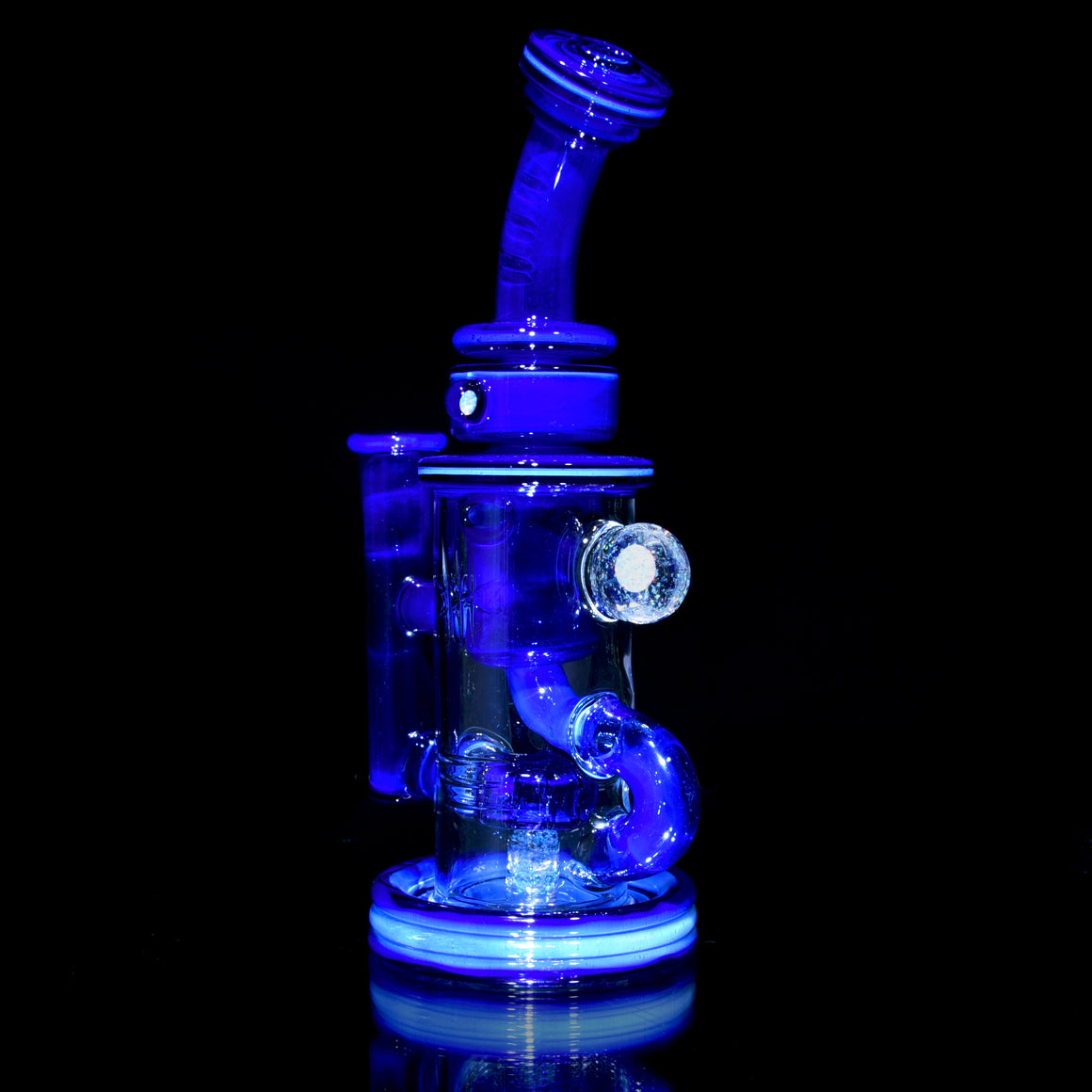 Fully-worked Klein Recycler w/ Gridded Perc - Custom Lapis Blue - 14mm Female