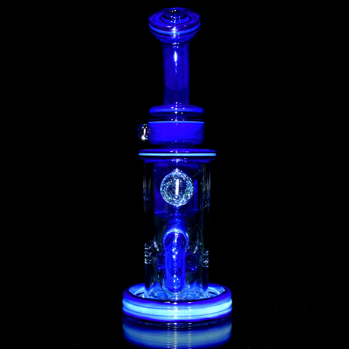 Fully-worked Klein Recycler w/ Gridded Perc - Custom Lapis Blue - 14mm Female