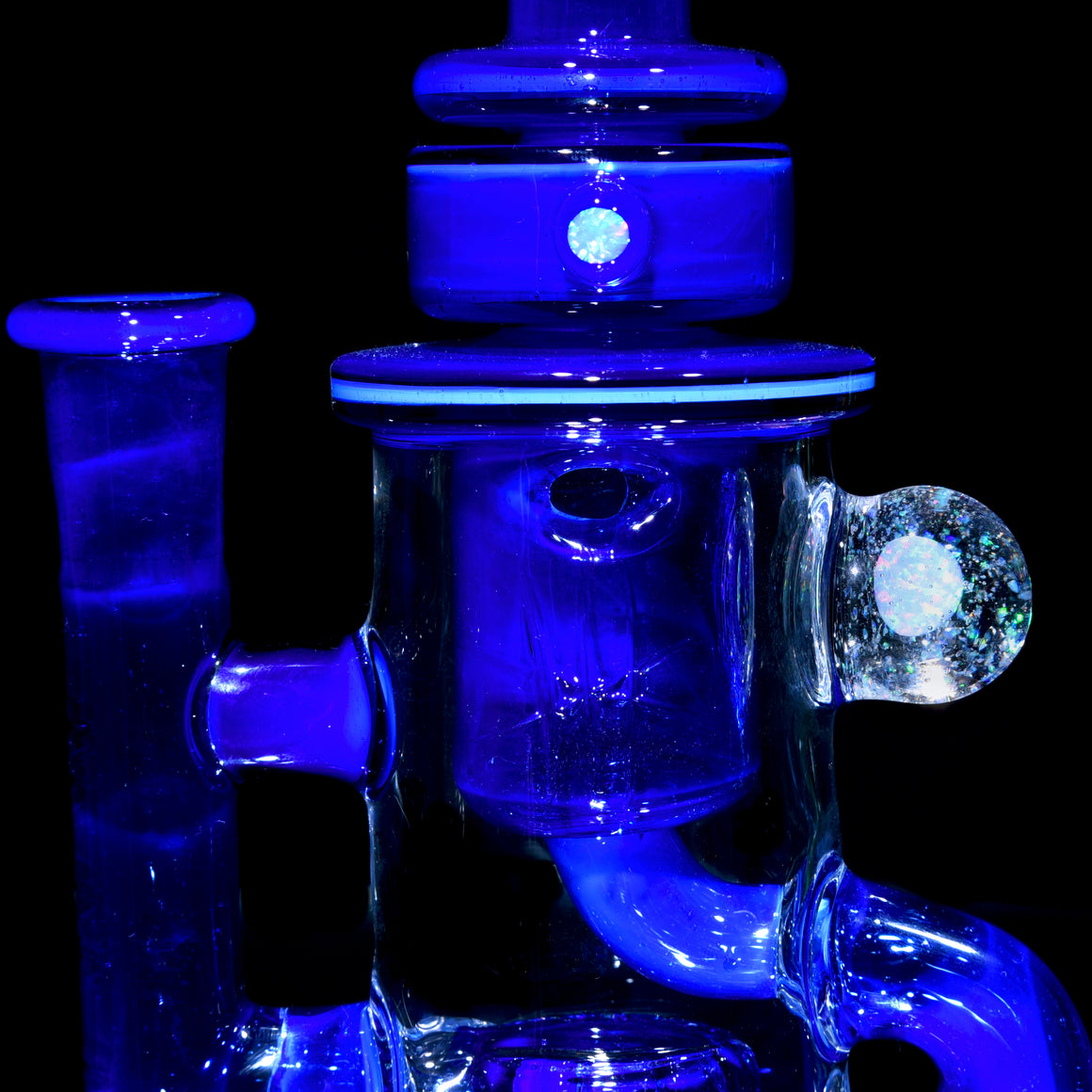 Fully-worked Klein Recycler w/ Gridded Perc - Custom Lapis Blue - 14mm Female