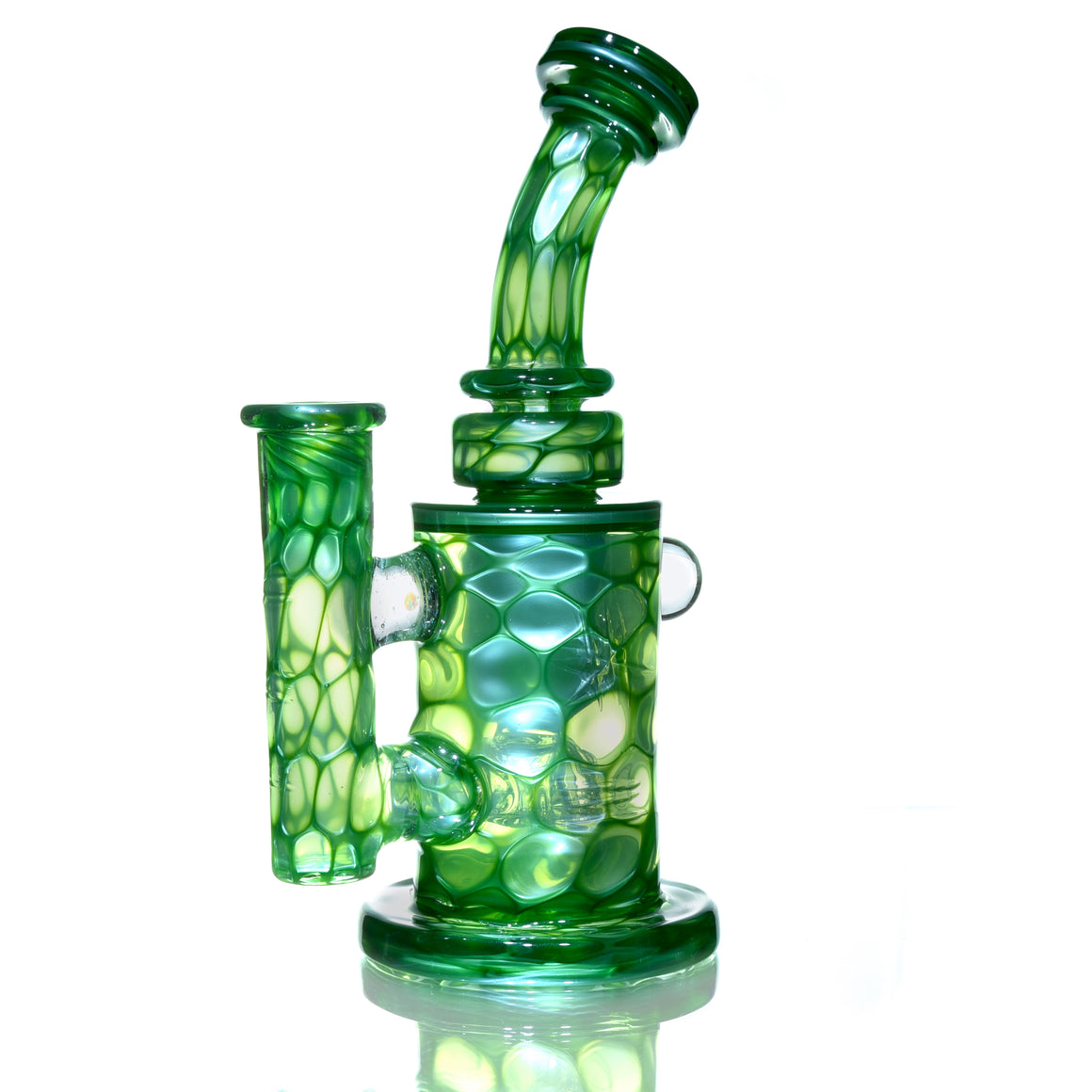 Fully-worked Torus Recycler w/ Gridded Perc - Chromium Honeycomb - 14mm Female