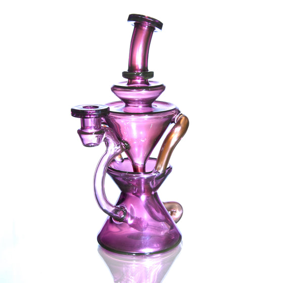 Faceted Full-size Two & Through Double-uptake Floating Recycler - Gold Amethyst over Electrum- 10mm Female