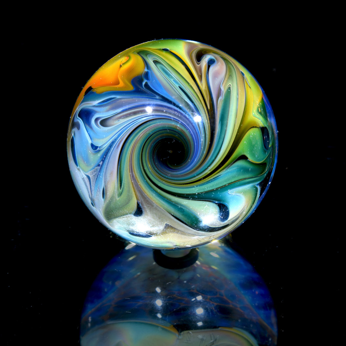 "Crushed Opal Honeycomb Mandala" - 1.76" Borosilicate Marble