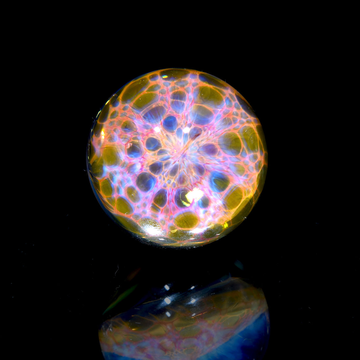 "Radiant Honeycomb Mandala" - 1.45" Borosilicate Marble