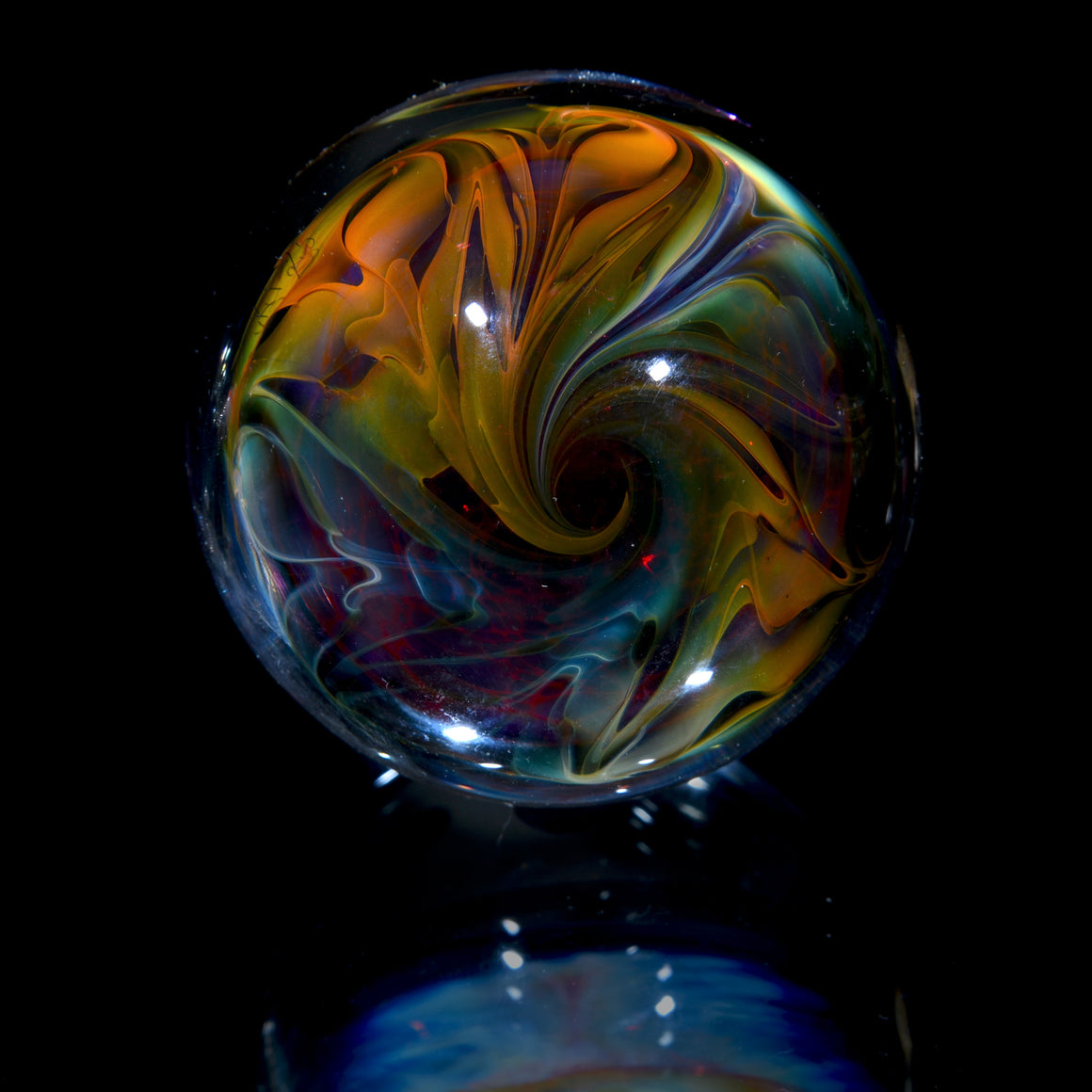 "Crushed Opal Honeycomb Mandala" - 2.45" Borosilicate Marble