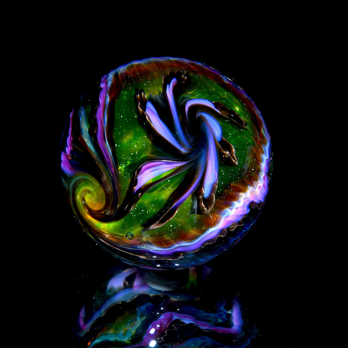 "UV Electrum Fantasy" - 1.81" Borosilicate Marble