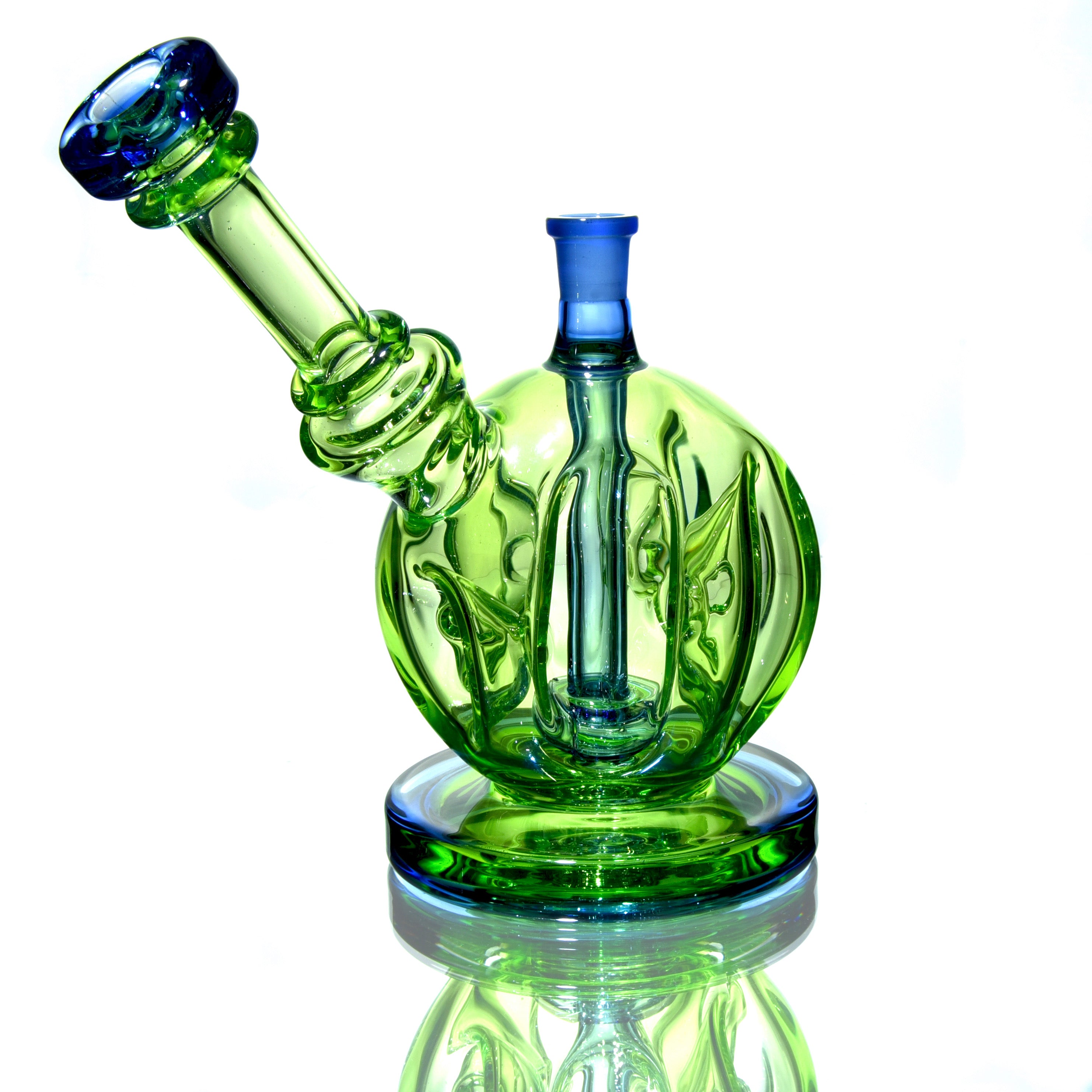 Earthen Metal Glass Transparent and Green Color Designer Bubbler