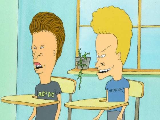 Beavis and Butt-Head - At the classroom - Key Master Setup Production Cel w/ Original Background