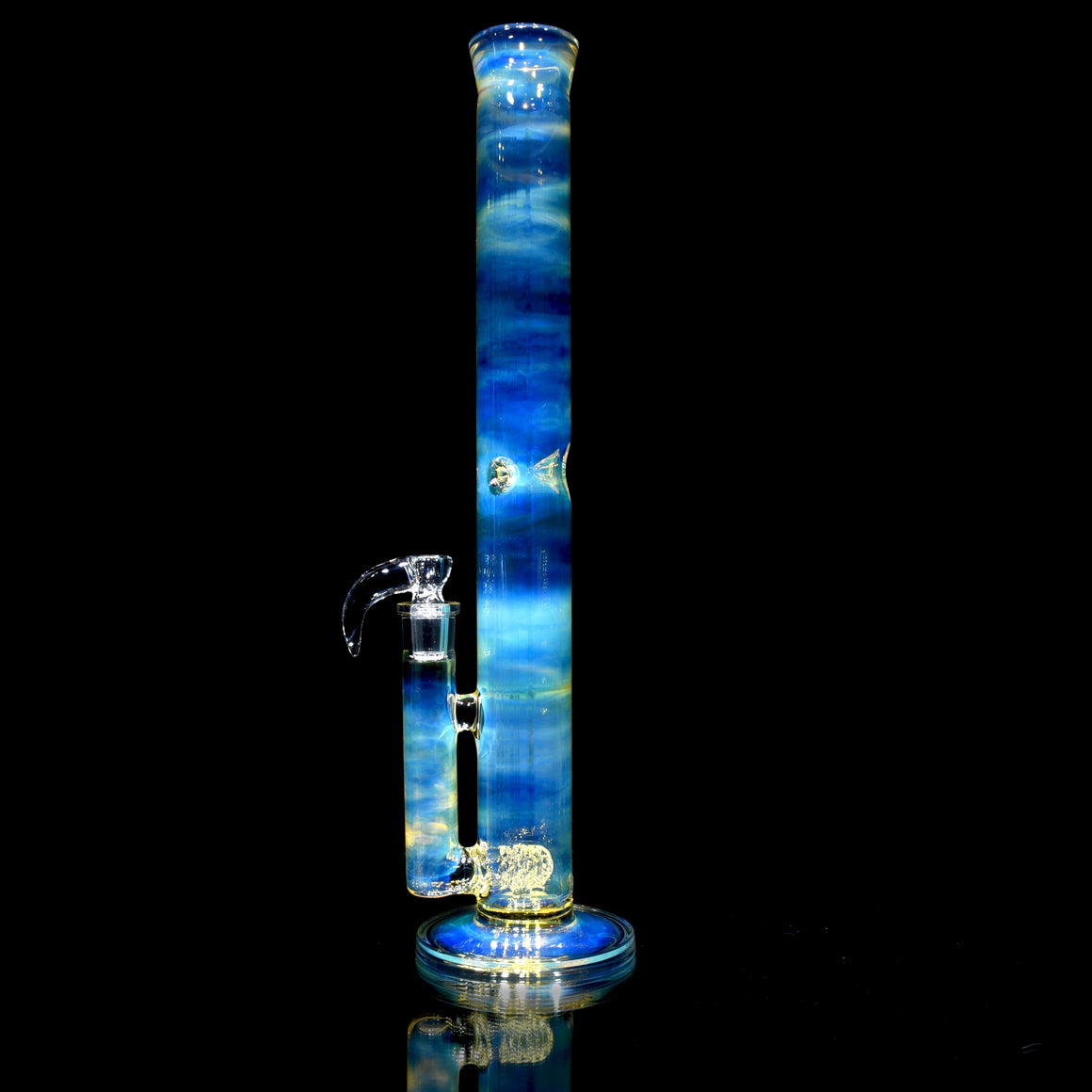 Fully-fumed 50x5mm 360° Gridded Stemline Straight Tube w/ 3-hole Horned Slide - 18mm Female