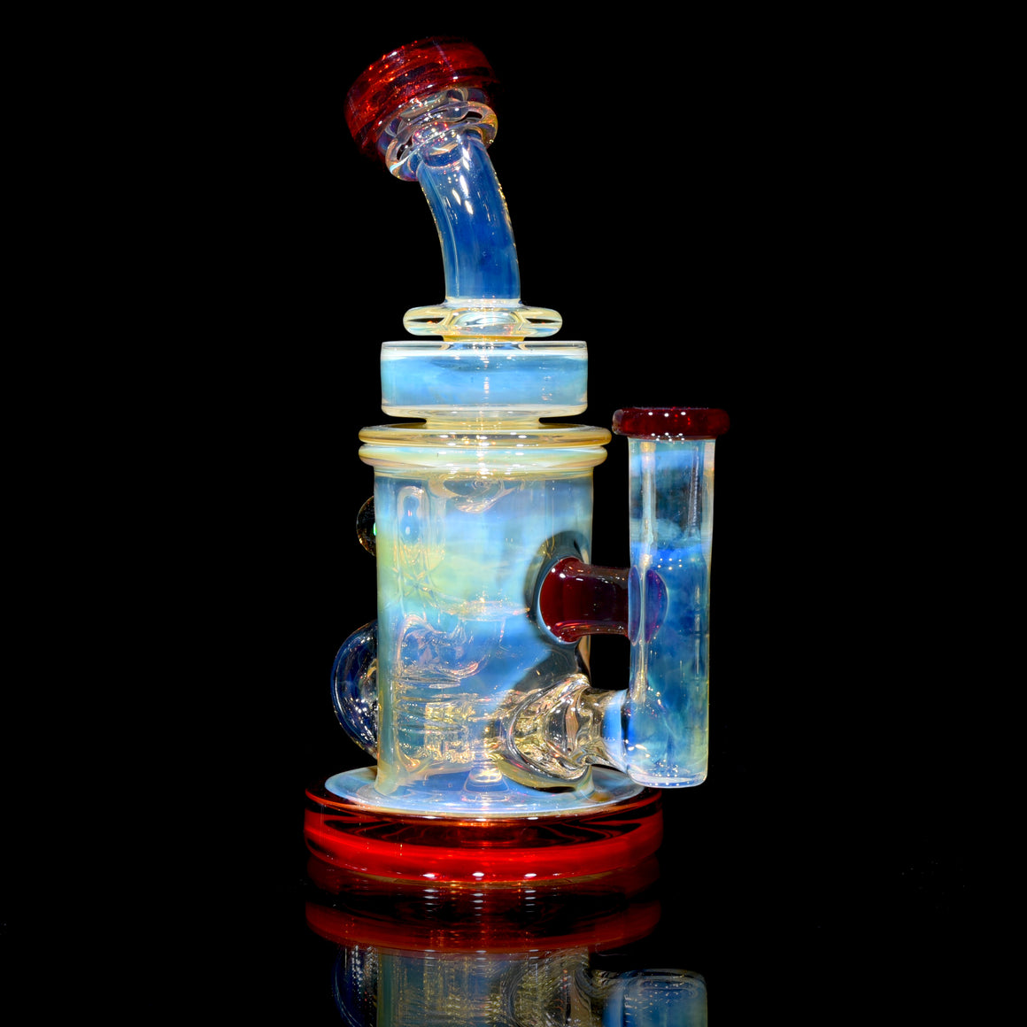 Fumed & Carved Mini Klein Recycler - Pomegranate - 10mm Female