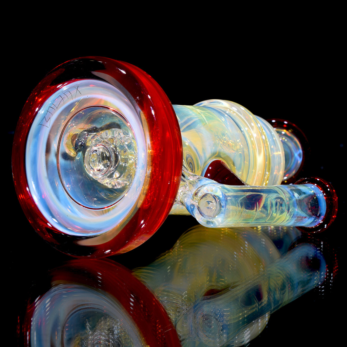 Fumed & Carved Mini Klein Recycler - Pomegranate - 10mm Female