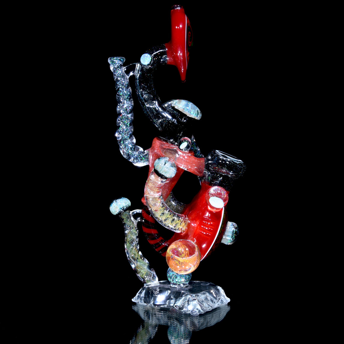 Collab - Fully-worked 1/1 Sculpted Iceberg Recycler w/ Stacked Paw Millie Section - 10mm Female