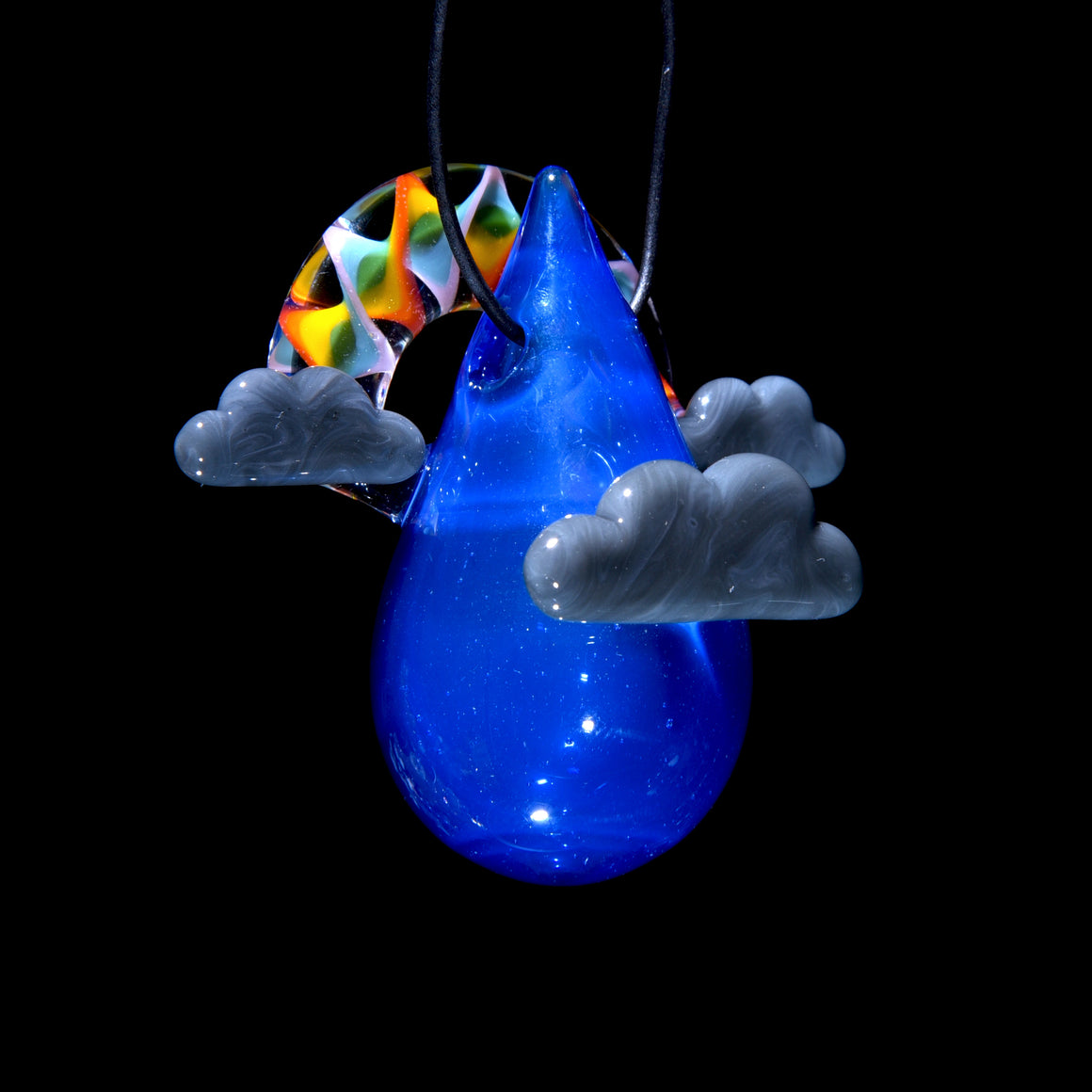 Raindrop Scenery Pendant - Blue Storm w/ Rainbow Arch