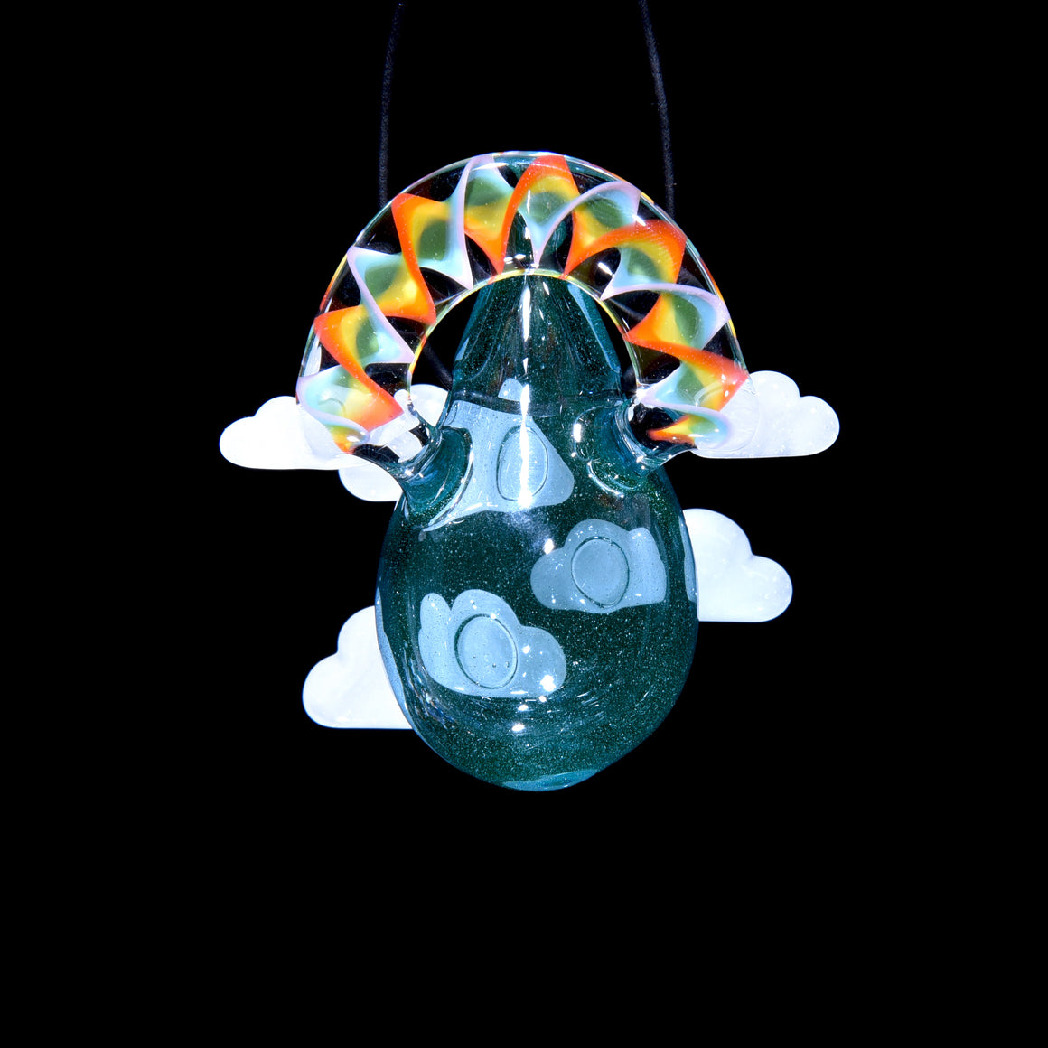 Raindrop Scenery Pendant - White Clouds w/ Rainbow Arch