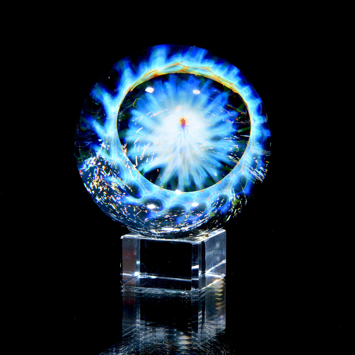 "Sparkling Lunar Light Vibration" - 67mm/2.65" UV Reactive Borosilicate Marble