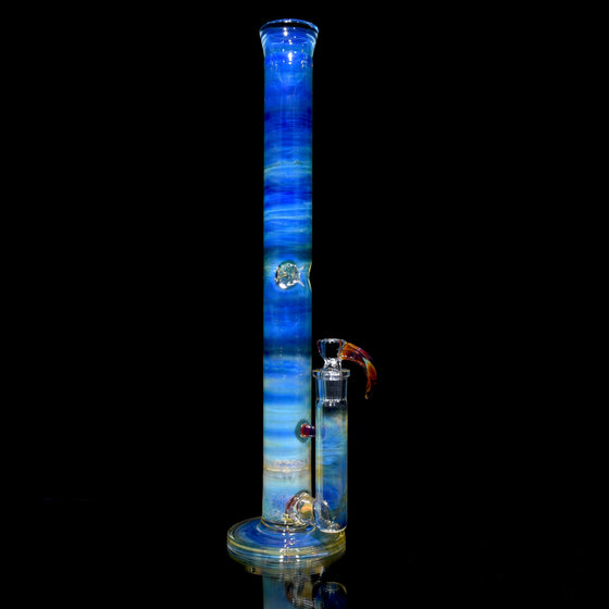 Fully-fumed & Accented 45mm Nautilus Straight Tube w/ 3-hole Horned Slide - Amber Purple - 18mm Female