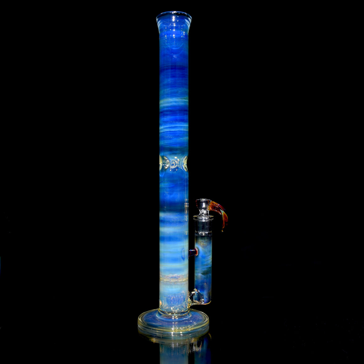 Fully-fumed & Accented 45mm Nautilus Straight Tube w/ 3-hole Horned Slide - Amber Purple - 18mm Female