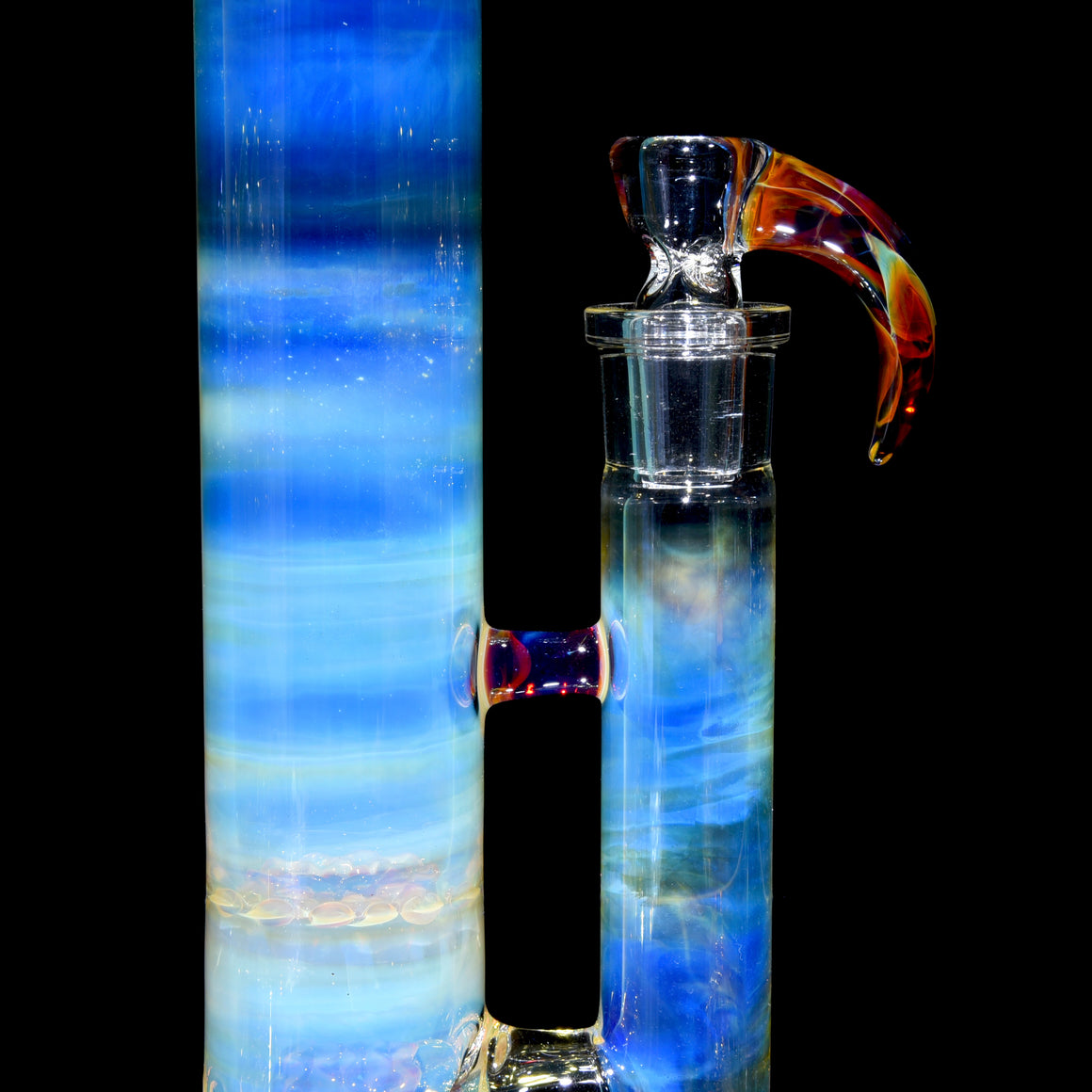 Fully-fumed & Accented 45mm Nautilus Straight Tube w/ 3-hole Horned Slide - Amber Purple - 18mm Female