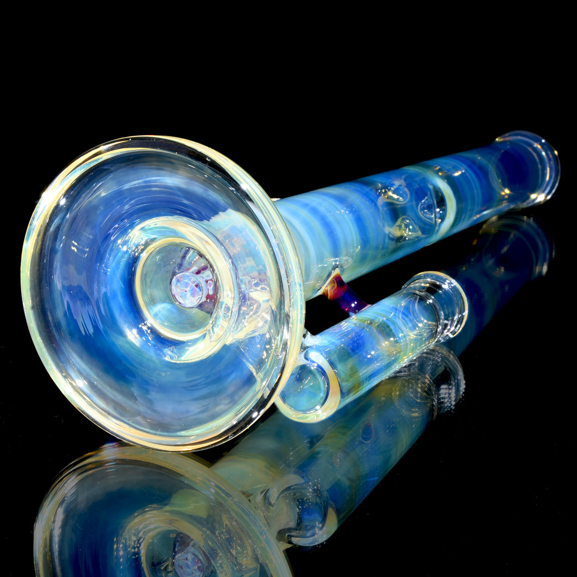 Fully-fumed & Accented 45mm Nautilus Straight Tube w/ 3-hole Horned Slide - Amber Purple - 18mm Female