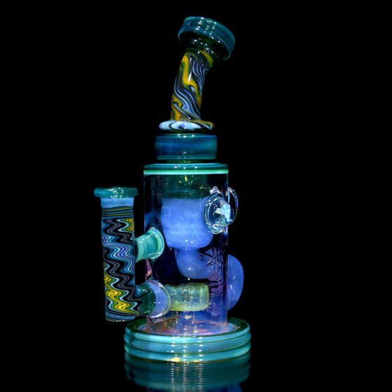 Fully-worked Klein Recycler w/ Gridded Perc & NY State Lady Liberty Opals - 14mm Female