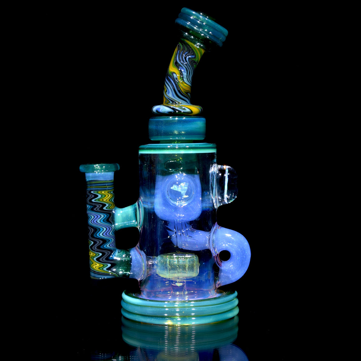 Fully-worked Klein Recycler w/ Gridded Perc & NY State Lady Liberty Opals - 14mm Female