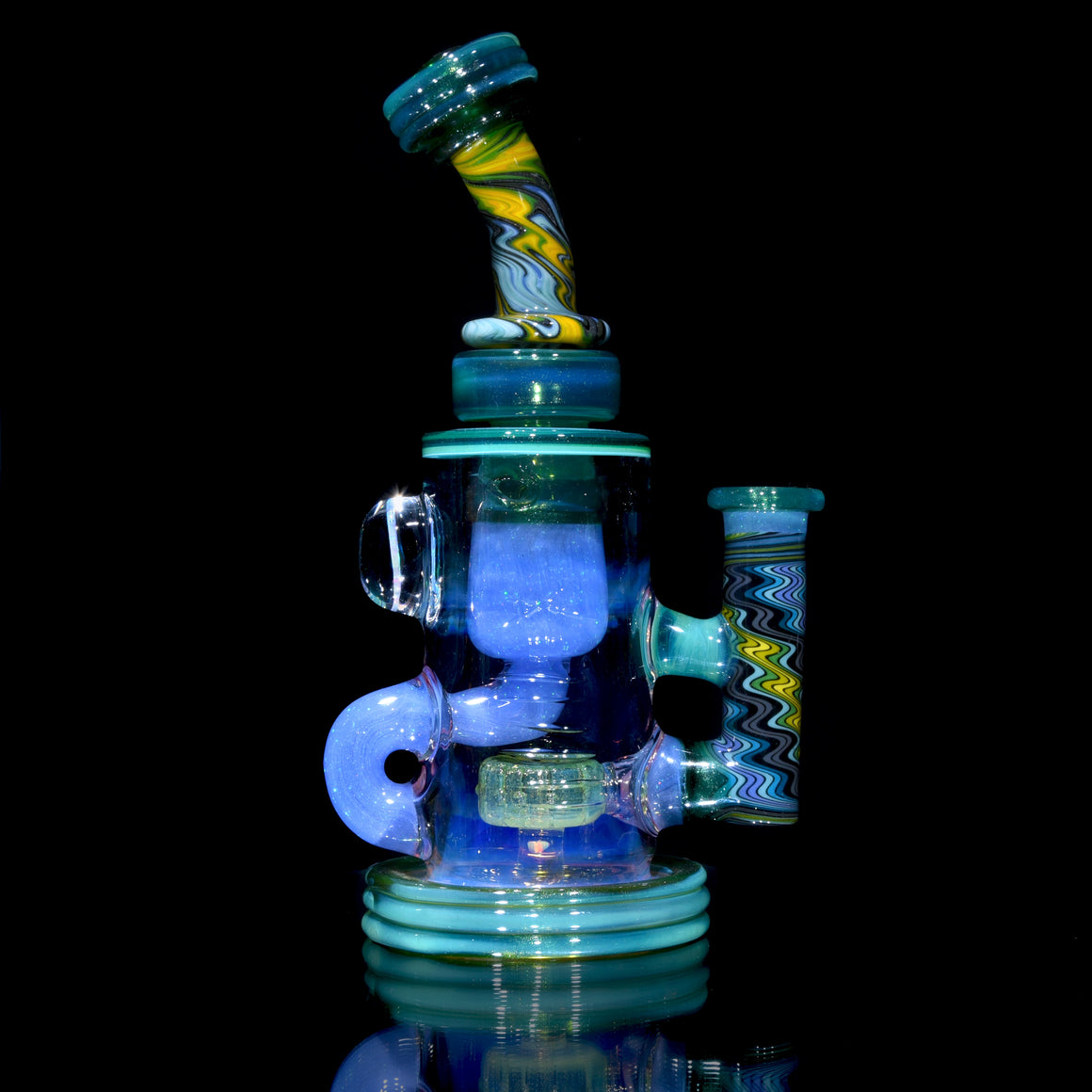 Fully-worked Klein Recycler w/ Gridded Perc & NY State Lady Liberty Opals - 14mm Female