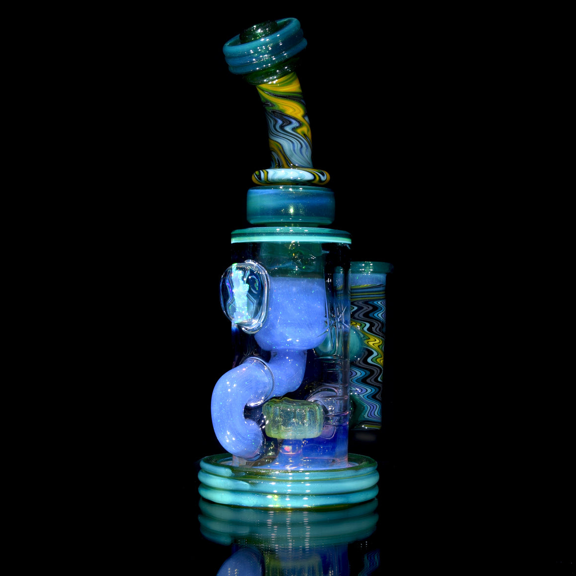 Fully-worked Klein Recycler w/ Gridded Perc & NY State Lady Liberty Opals - 14mm Female