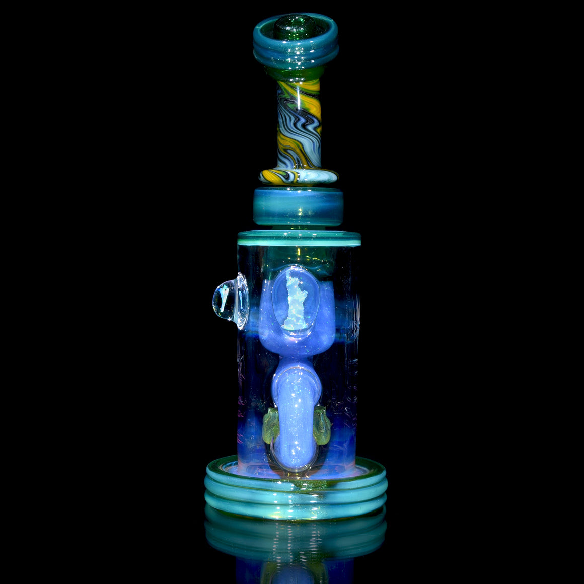 Fully-worked Klein Recycler w/ Gridded Perc & NY State Lady Liberty Opals - 14mm Female