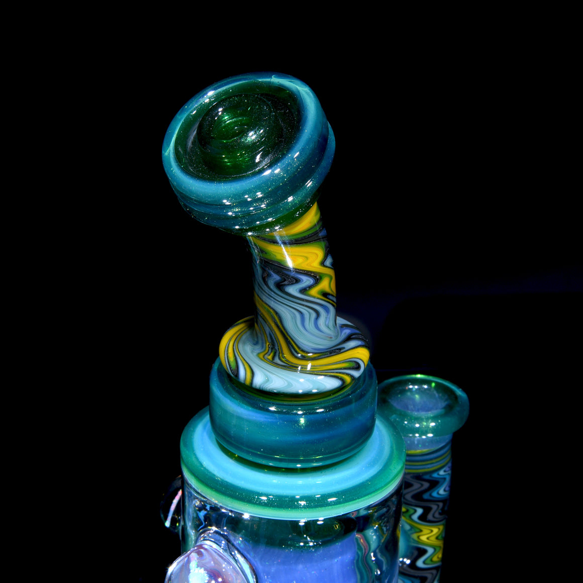 Fully-worked Klein Recycler w/ Gridded Perc & NY State Lady Liberty Opals - 14mm Female