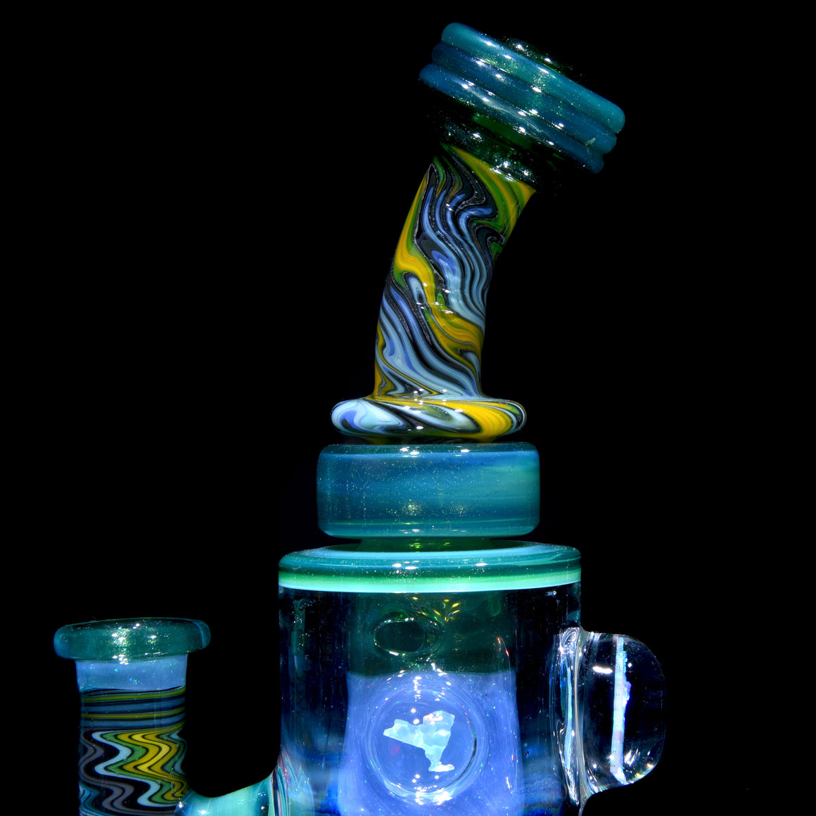 Fully-worked Klein Recycler w/ Gridded Perc & NY State Lady Liberty Opals - 14mm Female