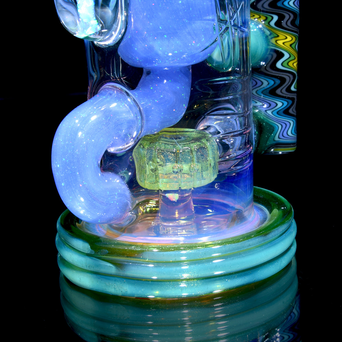 Fully-worked Klein Recycler w/ Gridded Perc & NY State Lady Liberty Opals - 14mm Female