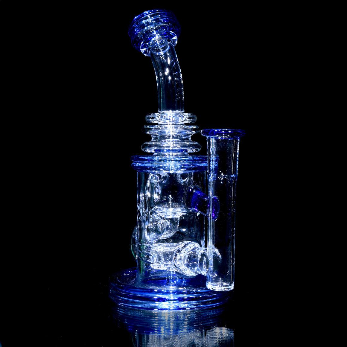 Fully-accented Crystalo Carved Klein Recycler - Blue Dream - 14mm Female